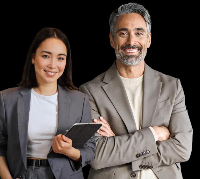 man and woman suits